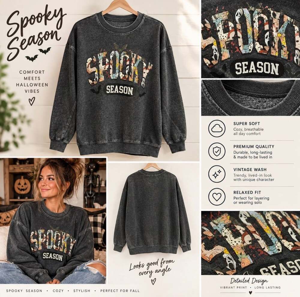 Spooky Season Sweatshirt, Women's Unisex Sizing Crewneck